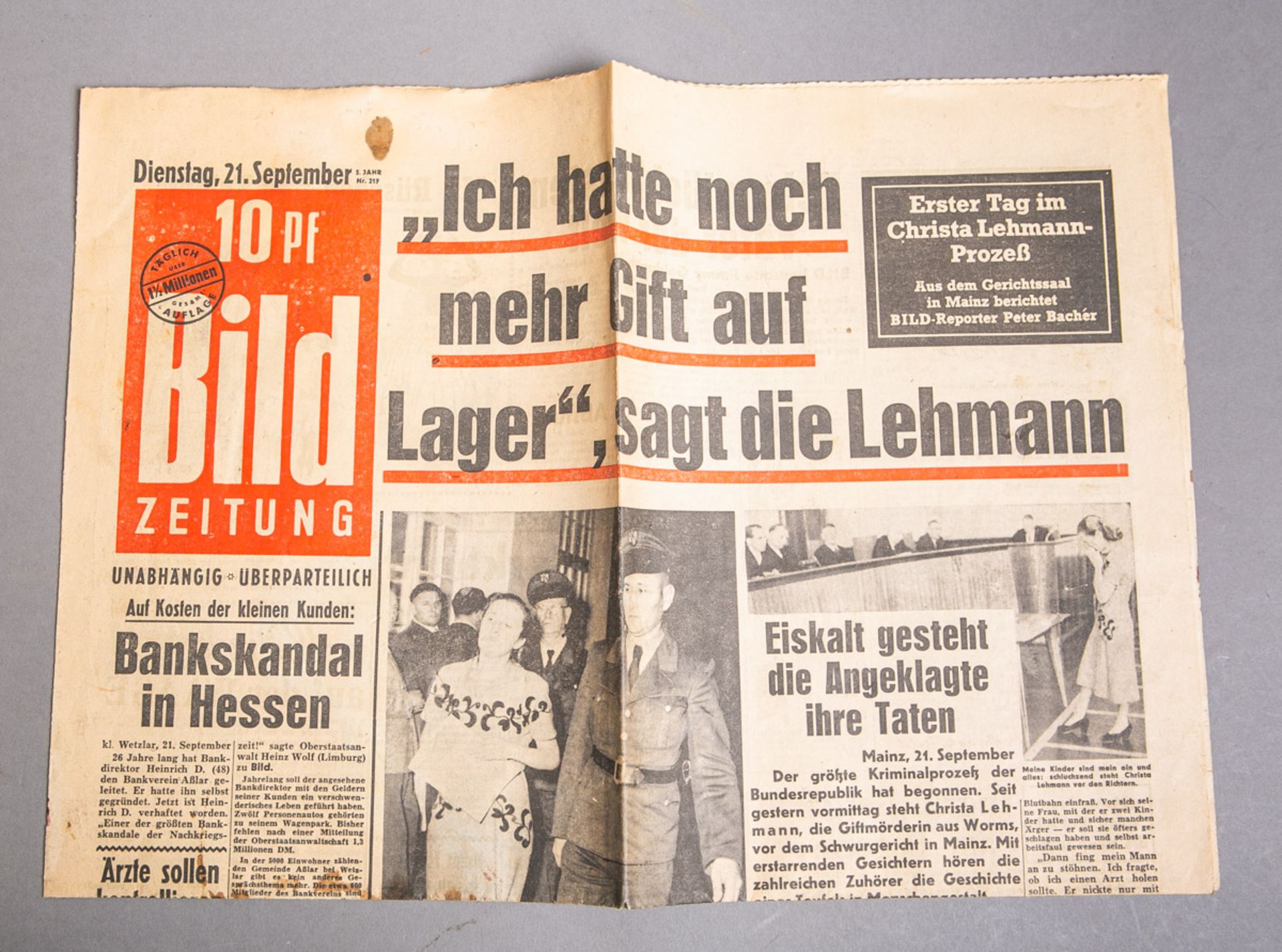 Ausgabe der Bild-Zeitung 21. Sep. 1957