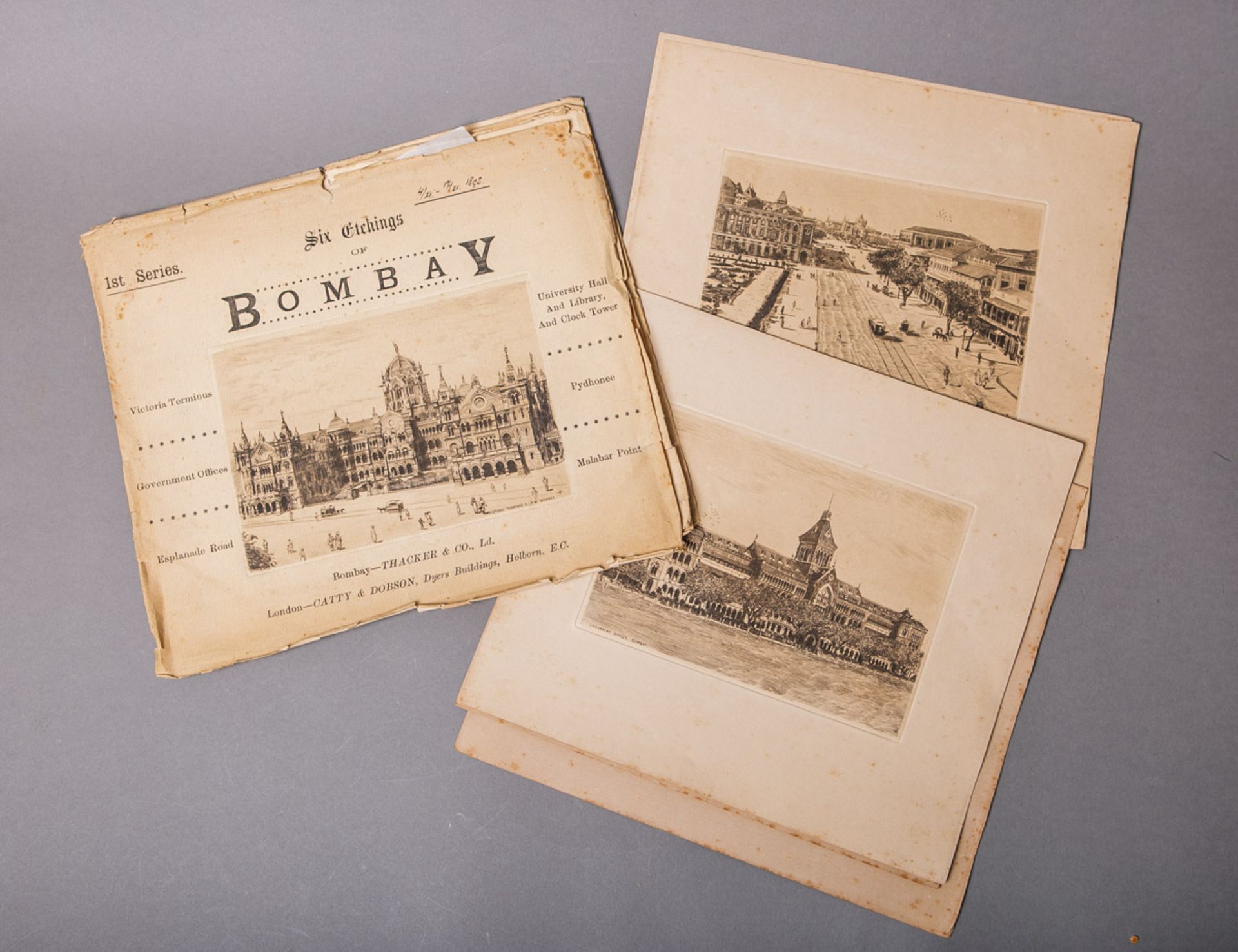 Barrett, C. R. B. (19./20. Jh.), 2-teiliges Konvolut von Kupferstich-Mappen "Six Etchings of Bombay"
