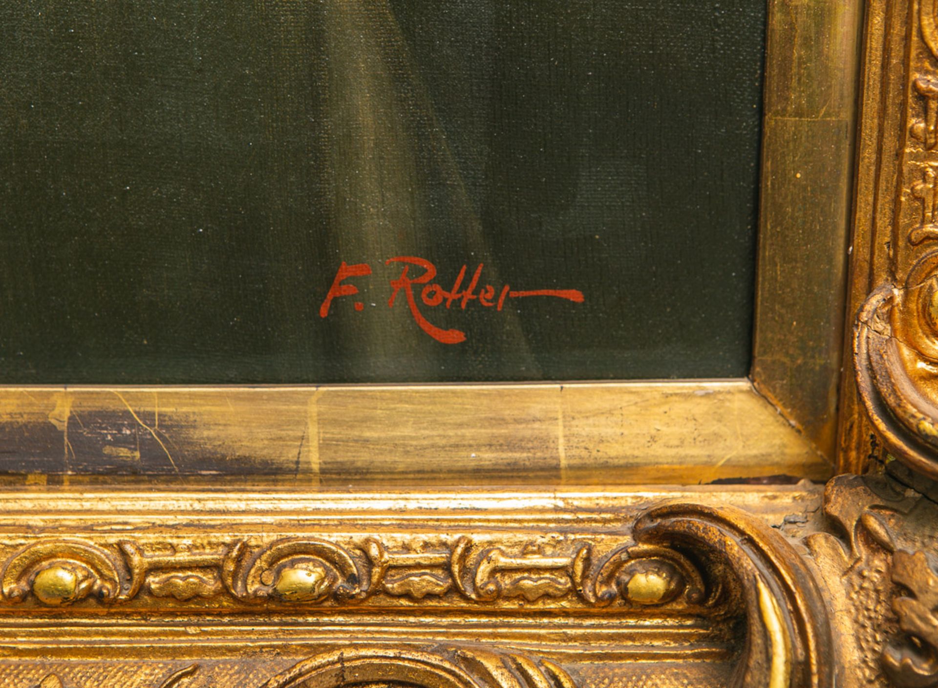 Signiert "F. Rotter", Franz Rotter (1900 - 1944) zugeschrieben, Stillleben mit Hummer und Früchten - Bild 2 aus 2