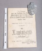 Lapplandschild m. Besitzzeugnis über das Lapplandschild (2. WK, 1945)
