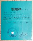Berechtigungs-Ausweis über das Tragen des Abzeichens für Volksdeutsche (2. WK, 1940)