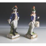 Paar Porzellanfiguren "Kaiserlicher Soldat und franz. Trommler Infanterie" (Dresden),