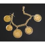 Münzarmband mit fünf verschiedenen Goldmünzen