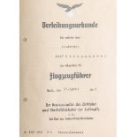 Verleihungsurkunde über das Abzeichen für Flugzeugführer (2. WK, 1944)