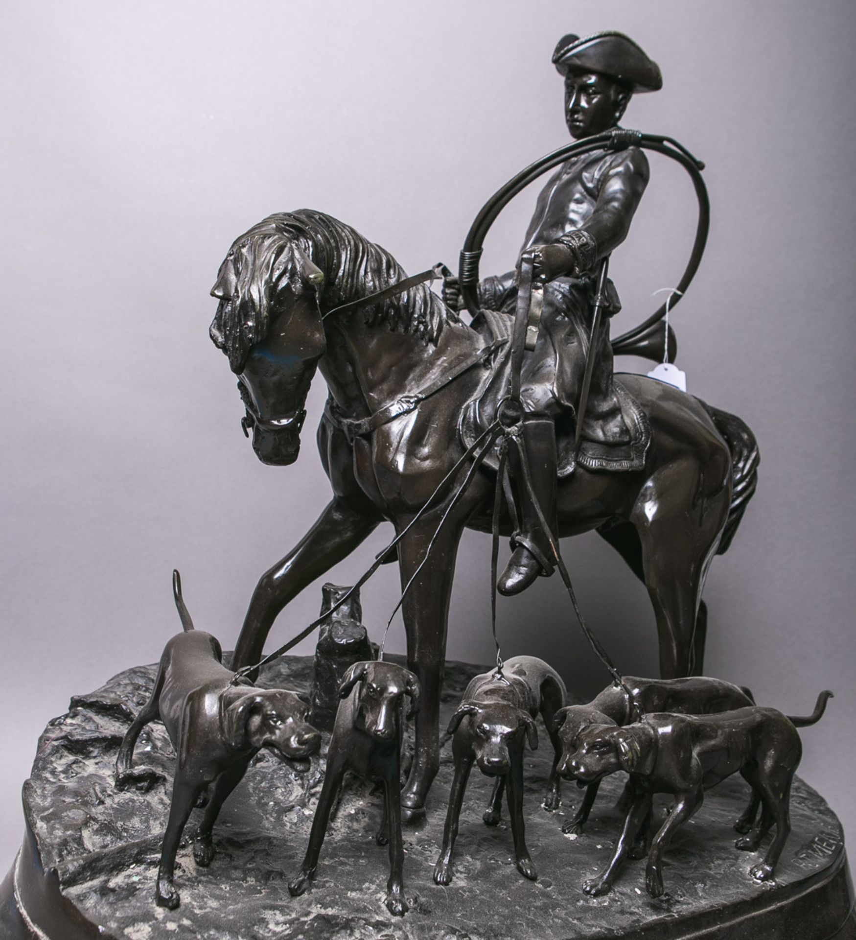 Jules-Pierre, Méne (1810 - 1879), Jäger auf seinem Pferd mit Jagdhunden - Image 2 of 3