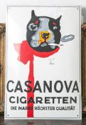 Emailschild "Casanova Cigaretten - Die Marke höchster Qualität"