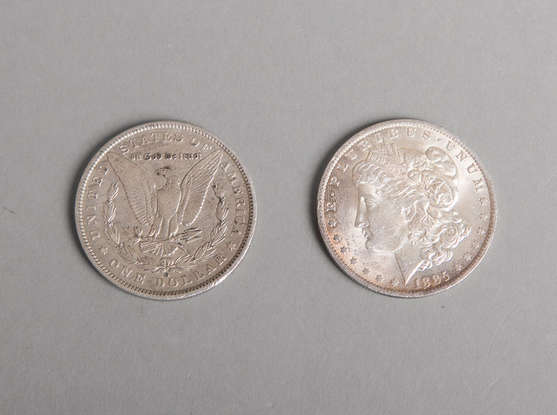 2-teiliges Münzkonvolut "Morgan-Dollar" Silber (1889 u. 1885)