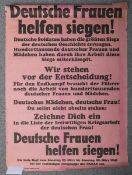 Propaganda / Endsieg-Plakat "Deutsche Frauen helfen siegen!" (3. Reich)