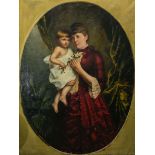 Körner, Erich (1866 - 1951), Dame im roten Kleid mit Kind