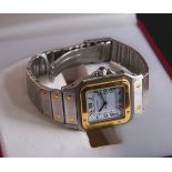 Cartier - Armbanduhr "Santos" Stahl/Gold