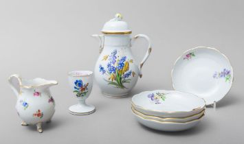 7-teiliges Konvolut von Porzellanteilen (Meissen, 1. Wahl)