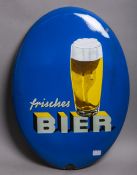 Email-Schild, "frisches Bier" (um 1950)