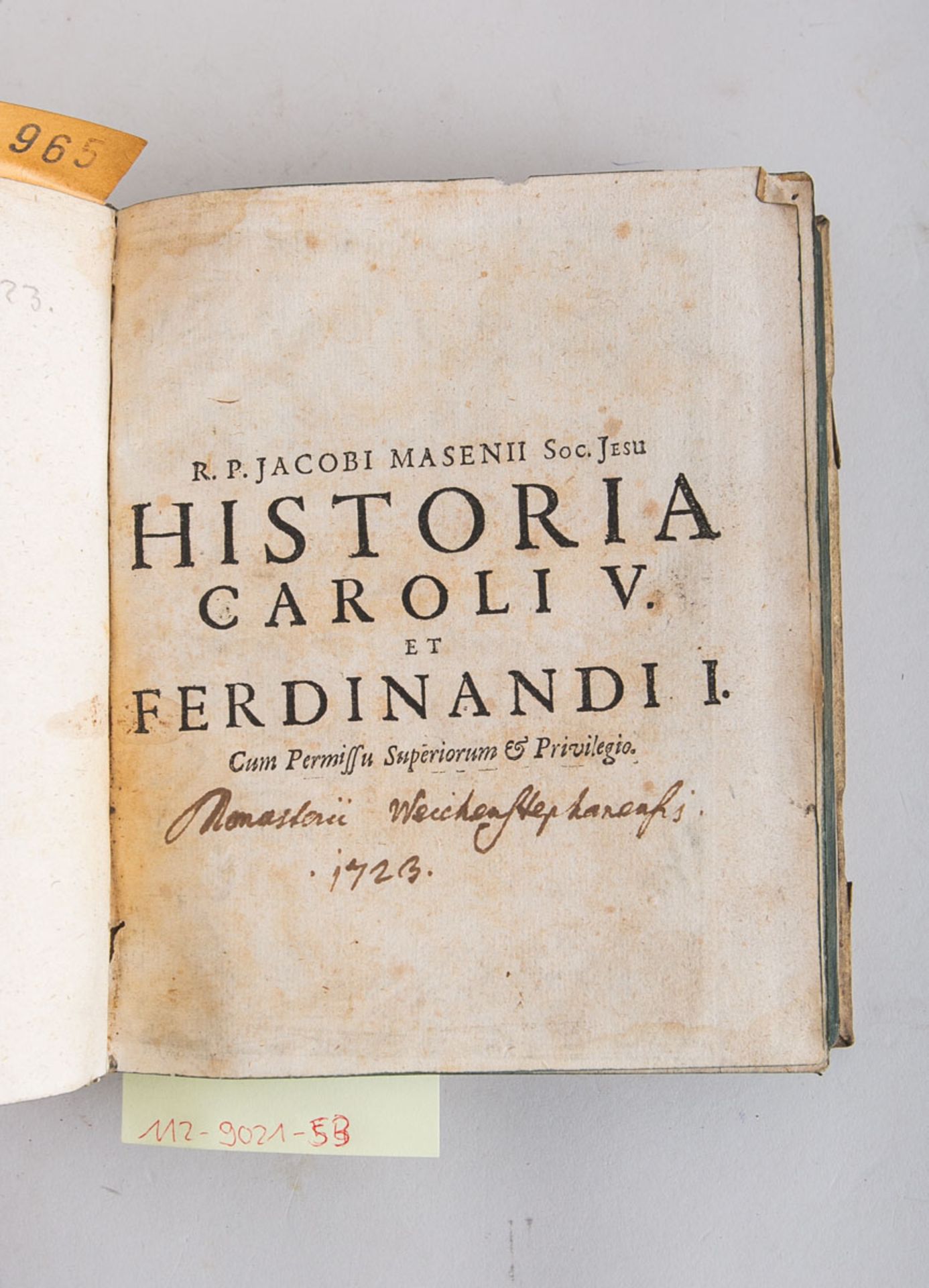 R.P. Jocubii Masen II, Soc. Jesu. Historia Caroli V. et. Ferdinandi 1. 1723 - Image 2 of 2