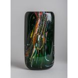 Vase (Murano, Italien), schwarzes Glas m. bunten Aufschmelzungen