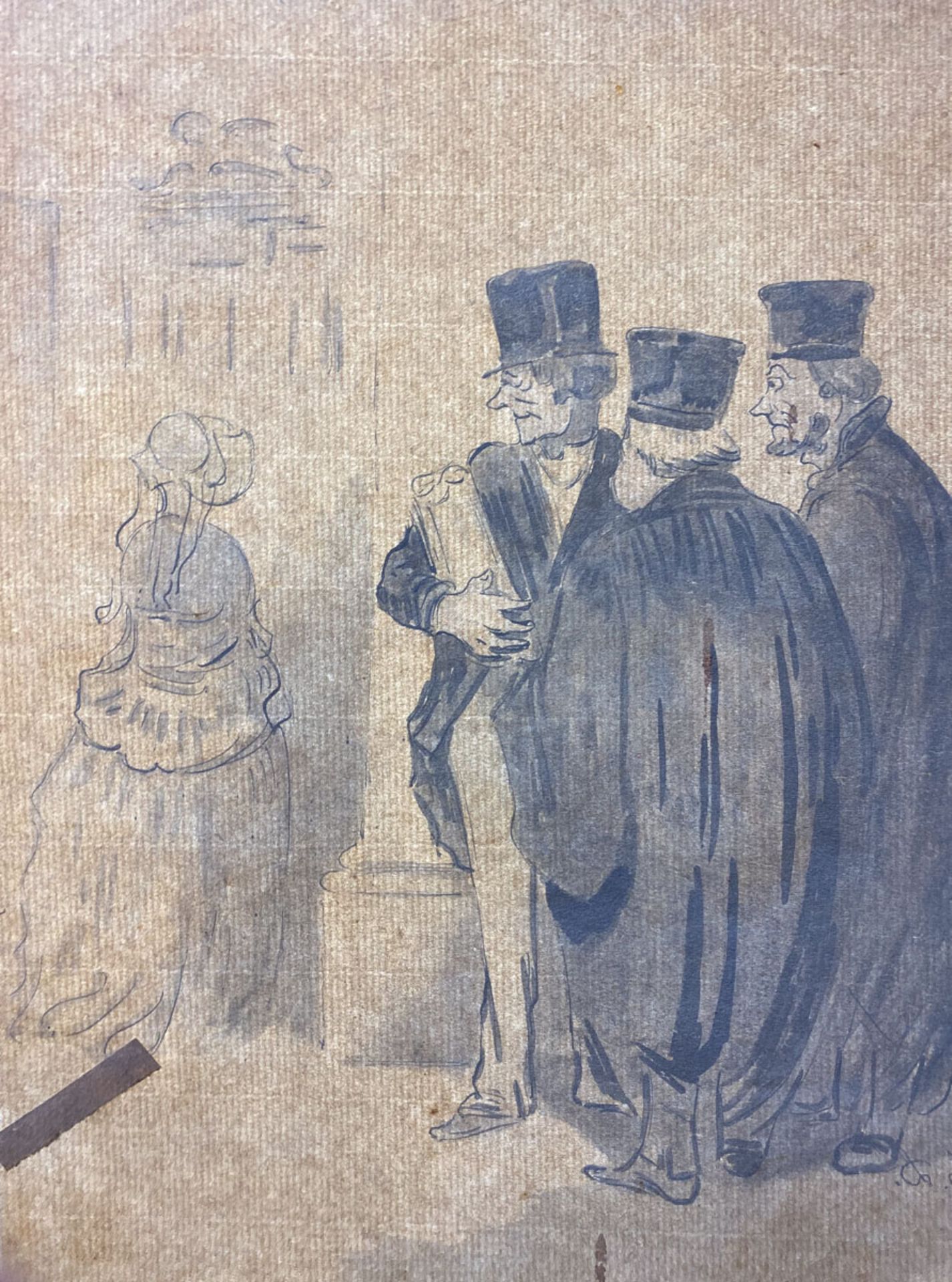 Daumier, Honoré (1808 - 1879), Drei Advokaten im Gespräch über eine Dame - Image 3 of 3