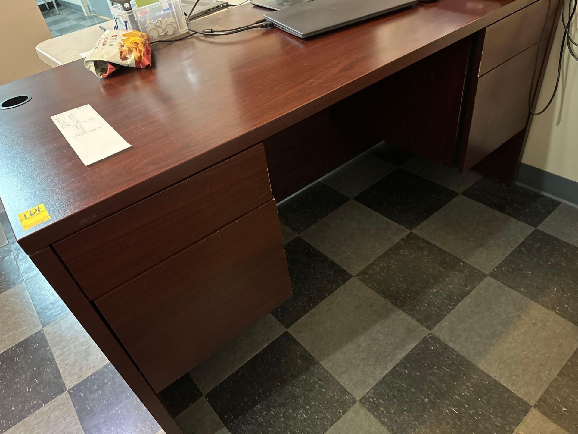Boss cherry office desk 60"" wide 30"" deep 30"" high (does not include contents) - Image 2 of 2