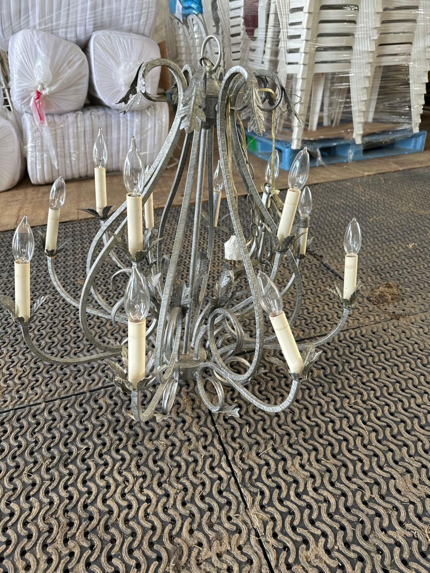 12 Light Pewter Chandelier w/Case - Image 2 of 4