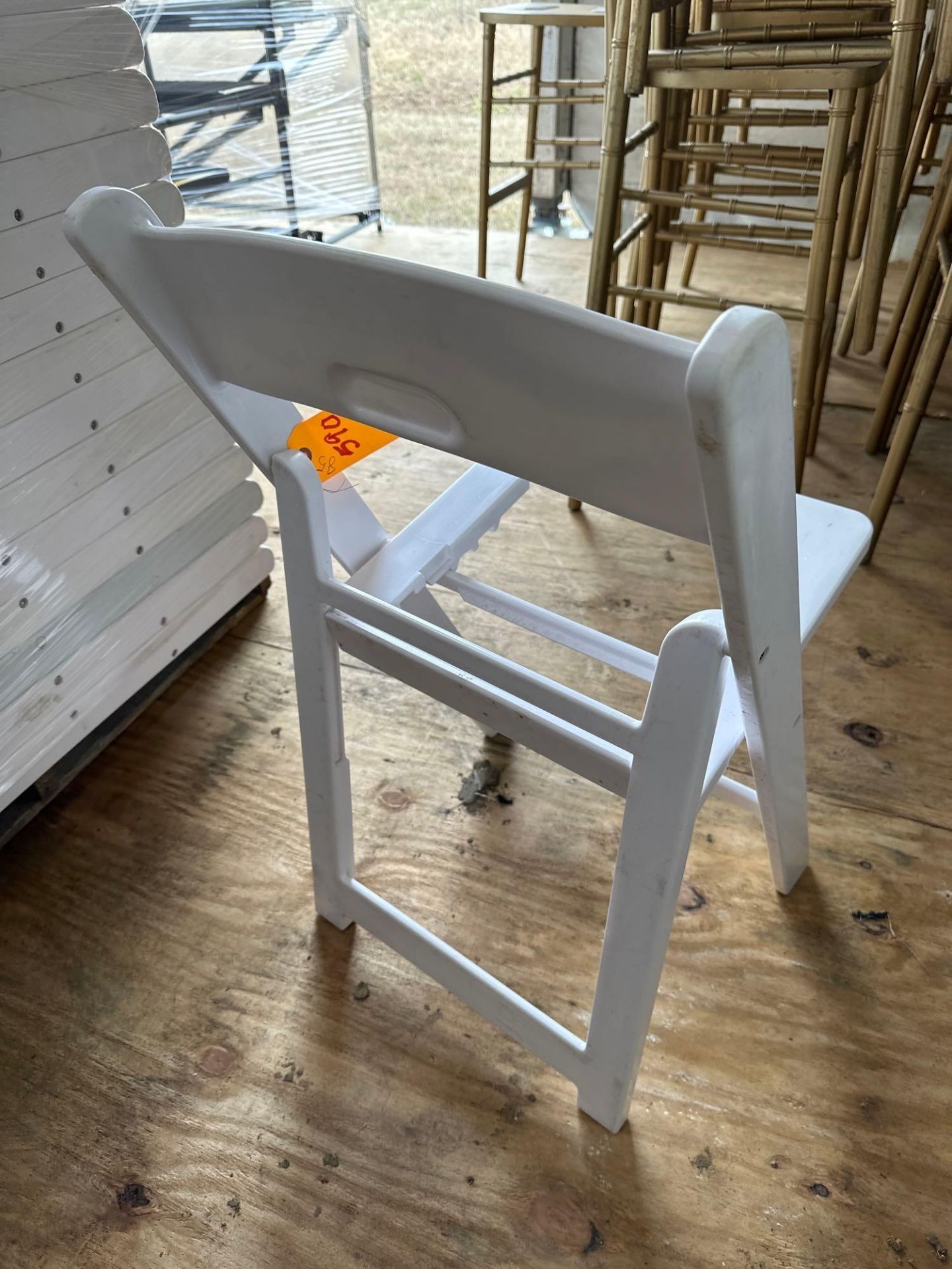 White Resin Folding Chair no pad - Image 2 of 4