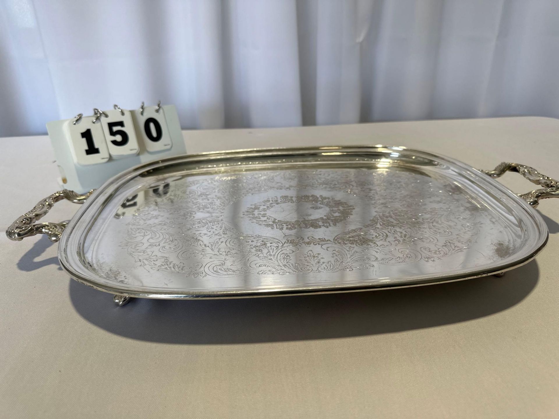 14x18 Silver Plate Tray footed