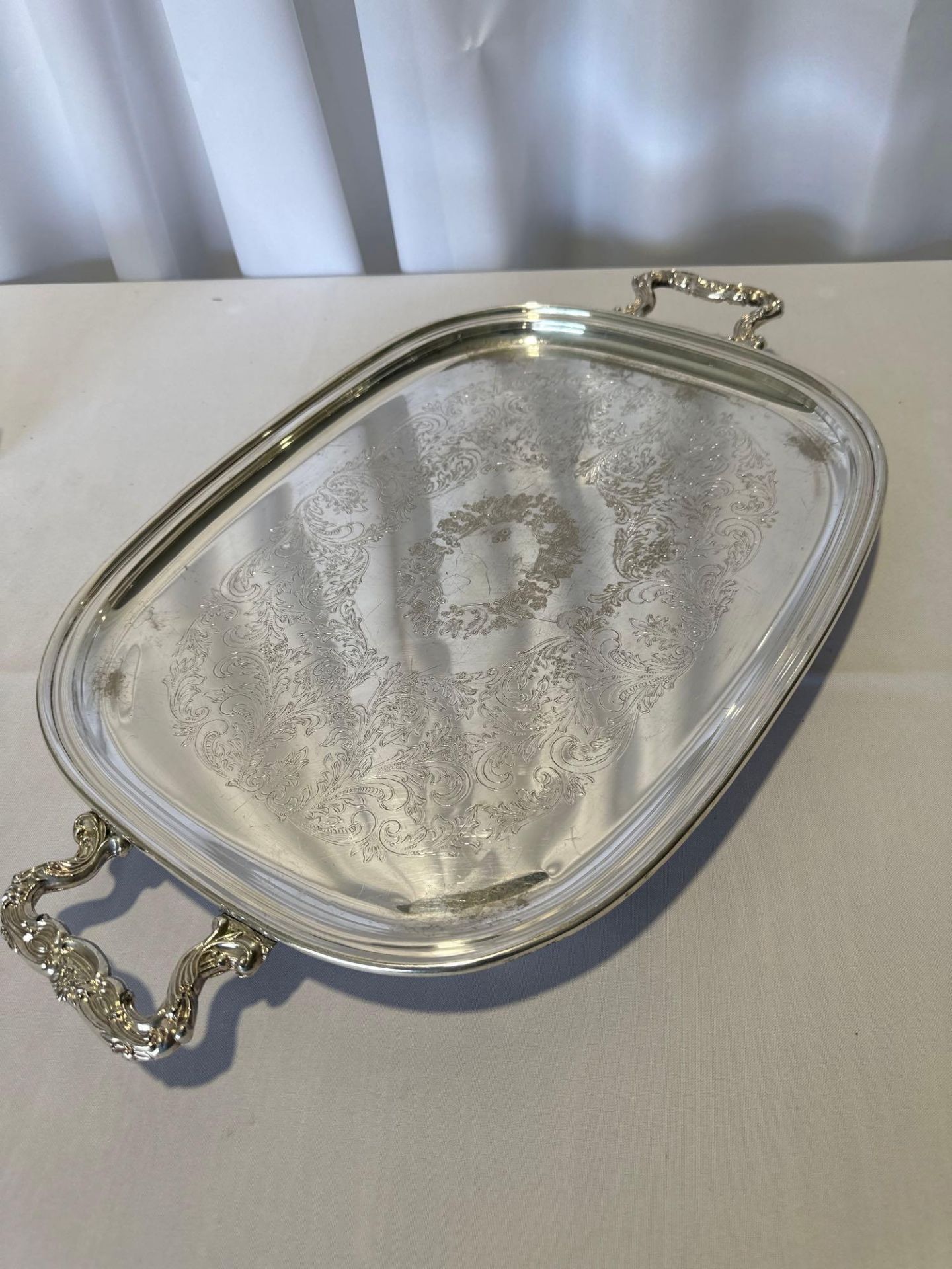 14x18 Silver Plate Tray footed - Image 2 of 3