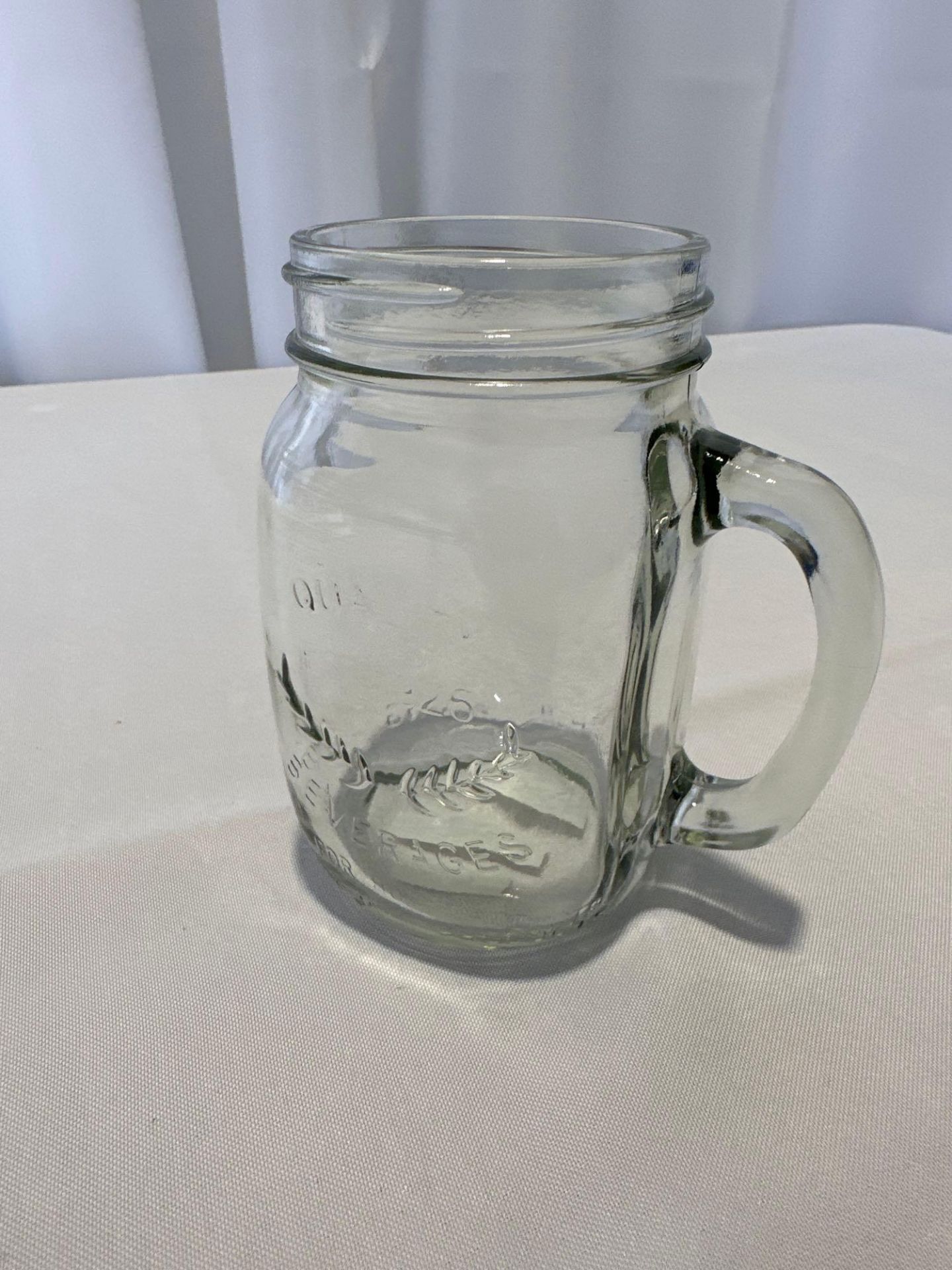 16oz Glass Mason Jar w/ Handle (crate chargers  8 X $8 each will be added to your invoice) - Image 2 of 2