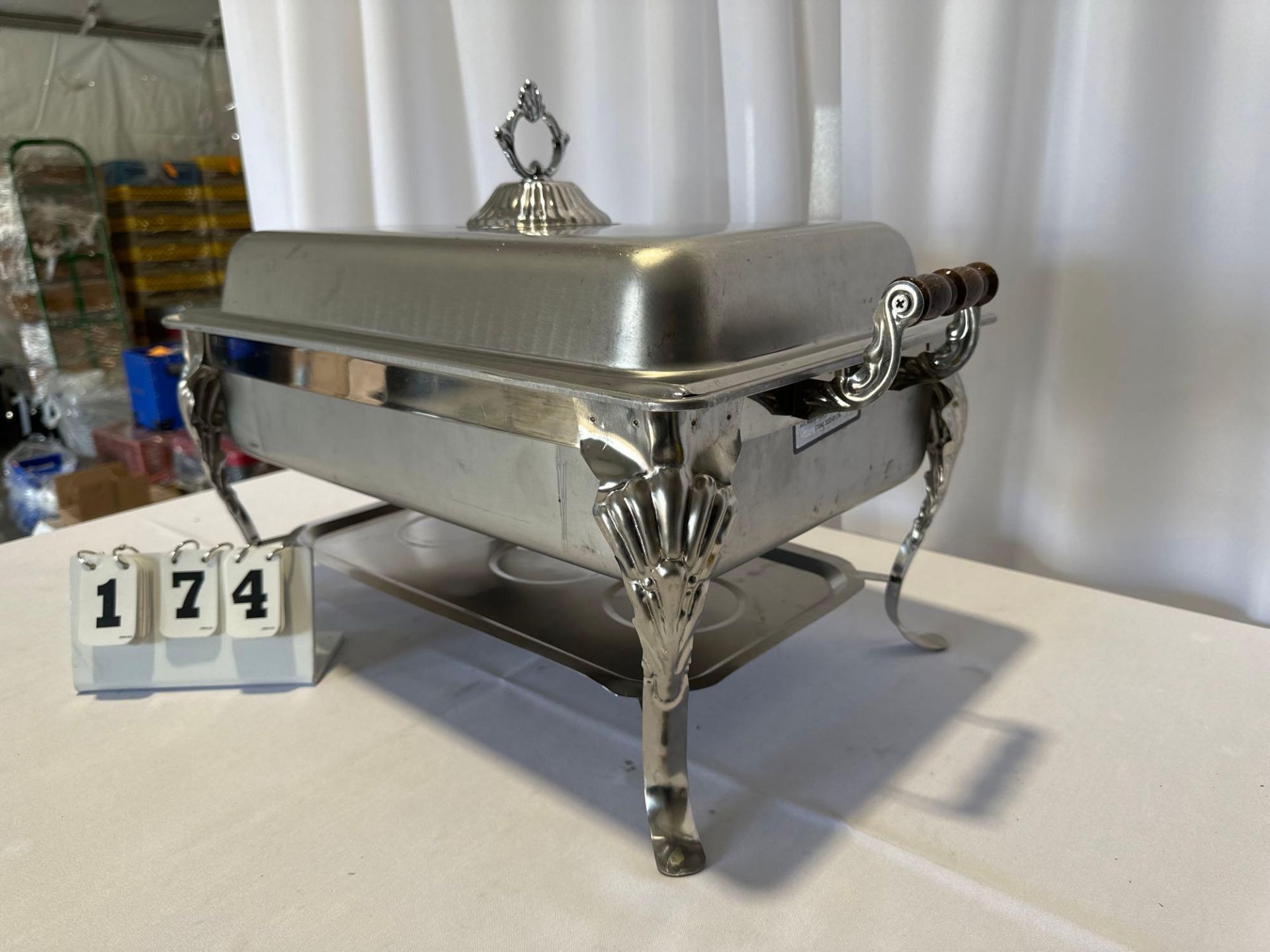 8Qt Chafer Steel Rec w/ Wood HandleÂ (tote charge 6Â X $5 will be added to your invoice)