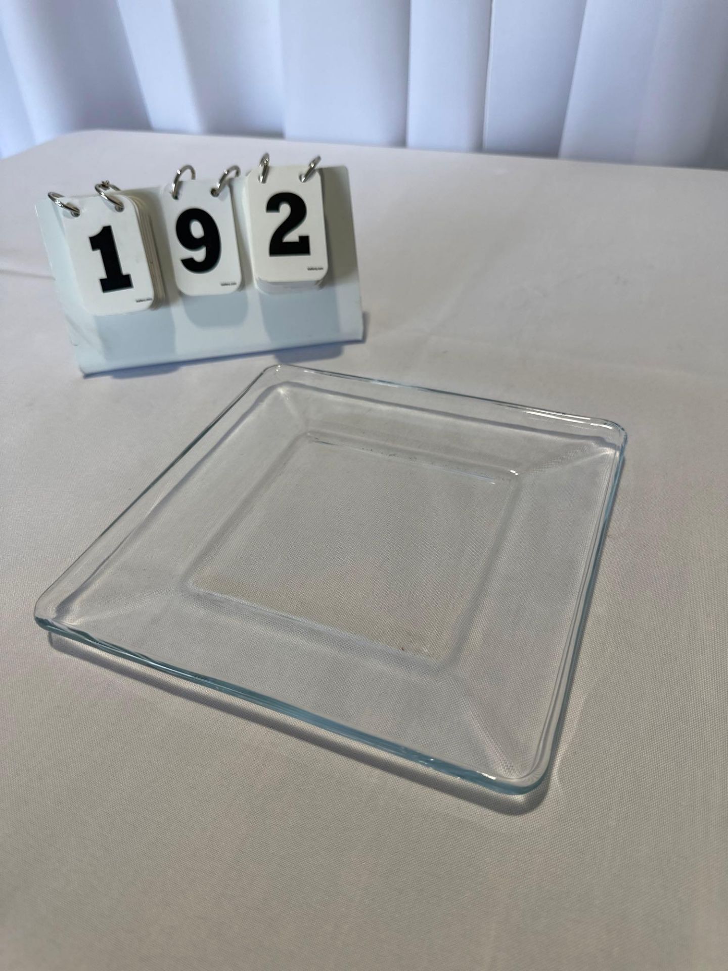 8" Sq Clear Glass Plate (crate charges 5 X $6 each will be added to your invoice)