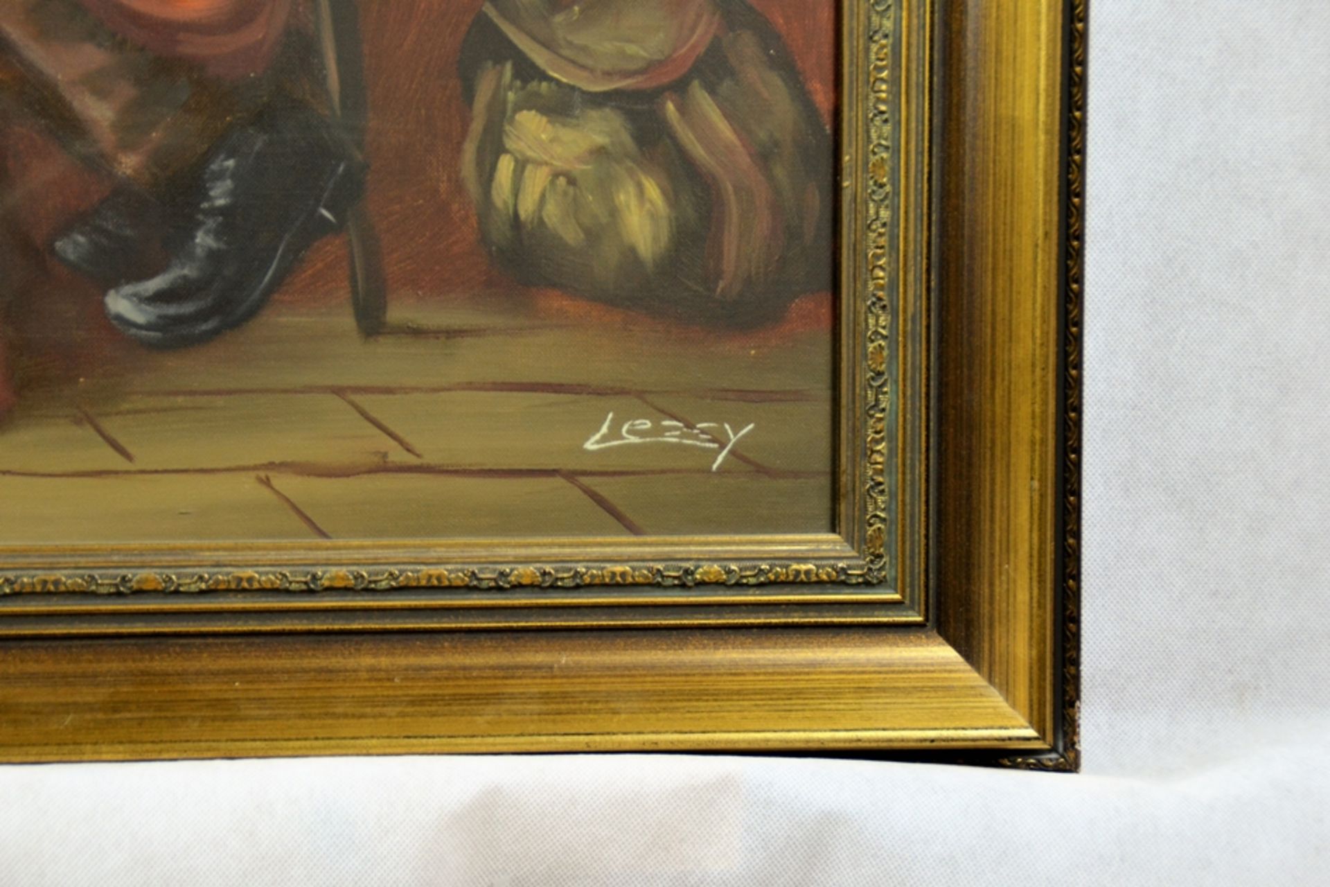 Lexy Wirtshausszene Gemälde, Öl auf Leinwand, ca. 94 x 74 cm - Bild 2 aus 2