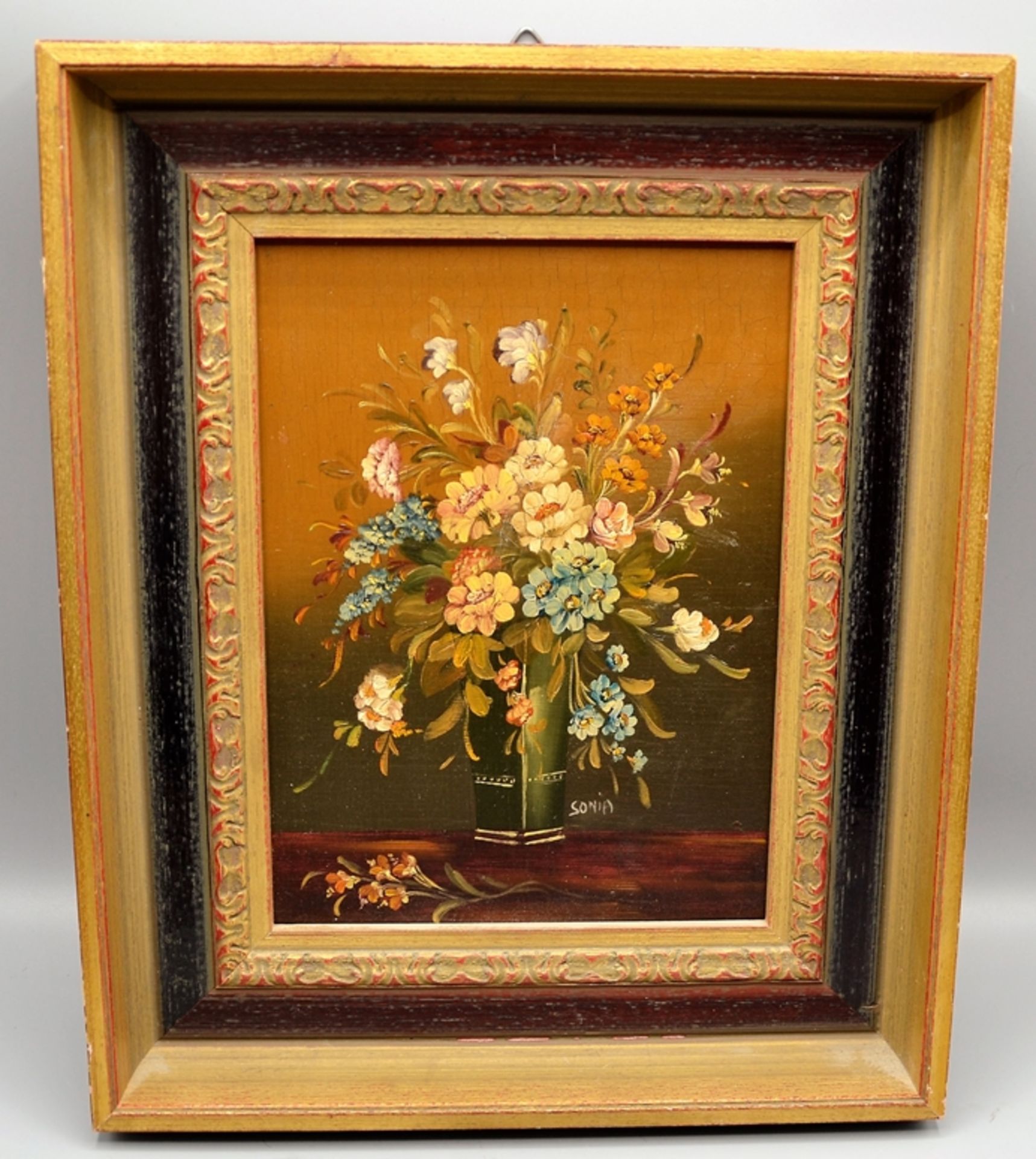 Konvolut 2 kleine Blumen Stilleben 20 Jhdt., beide signiert, ca. 24 x 19 cm u. 34 x 27,5 cm (mit Ra - Bild 2 aus 3