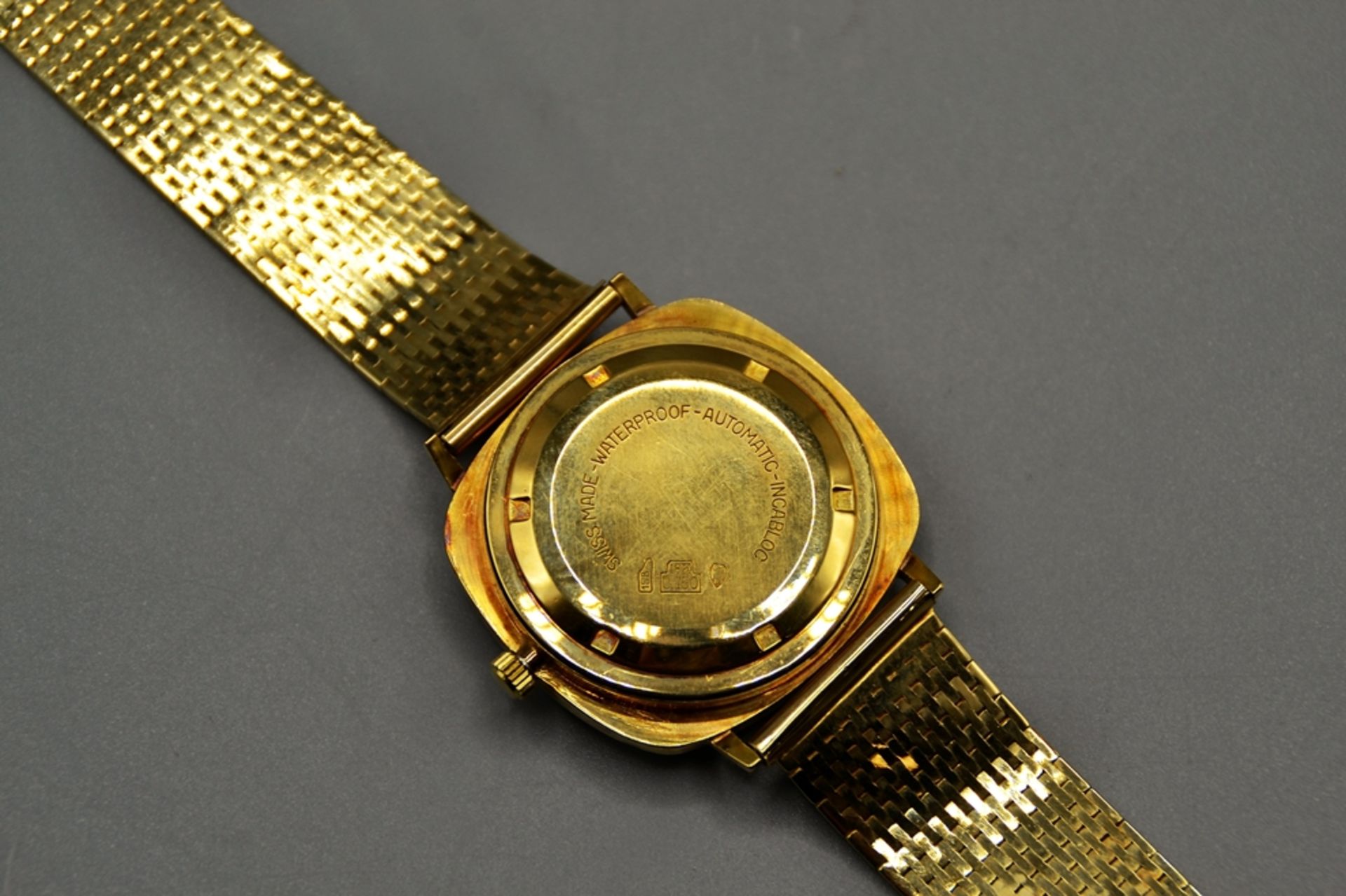 Sabina Automatic Herrenuhr Incabloc 25 Gold 750, das Uhrengehäuse besteht aus 750 Gold, das Armband - Bild 5 aus 6