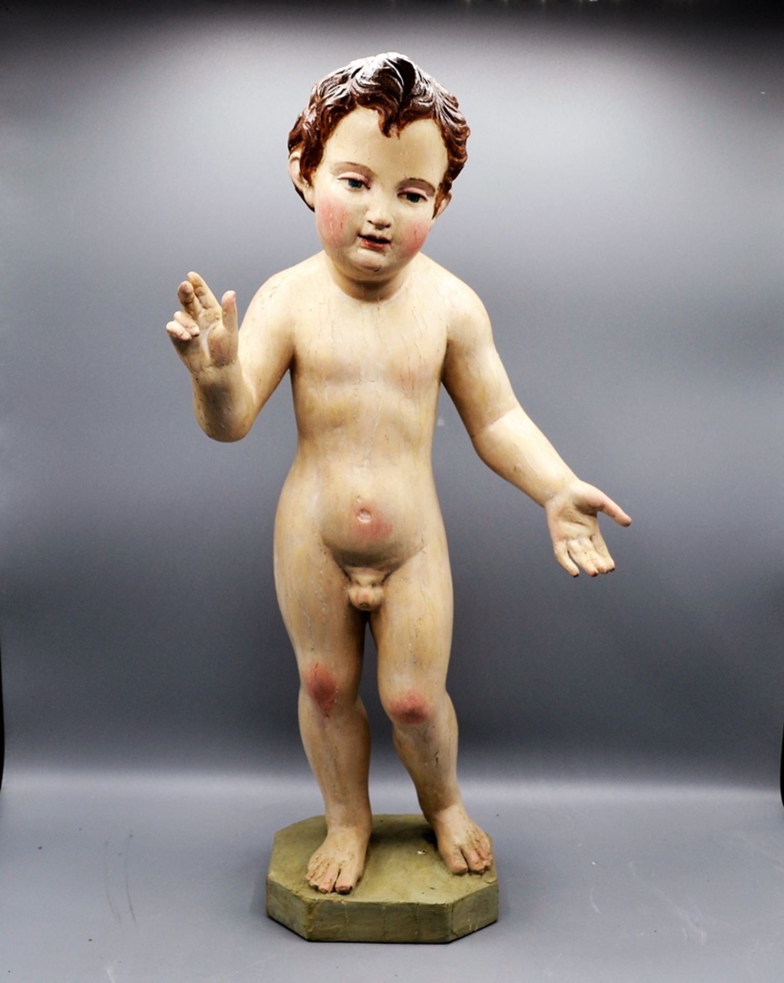 Jesusknabe Schnitzfigur süddeutsch um 1780 ca. 54 cm