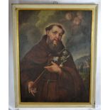 Franziskaner Märtyrer Gemälde 18 Jhdt., restauriert, doubliert, ca. 104 x 82 cm, Rahmen mit kleinen
