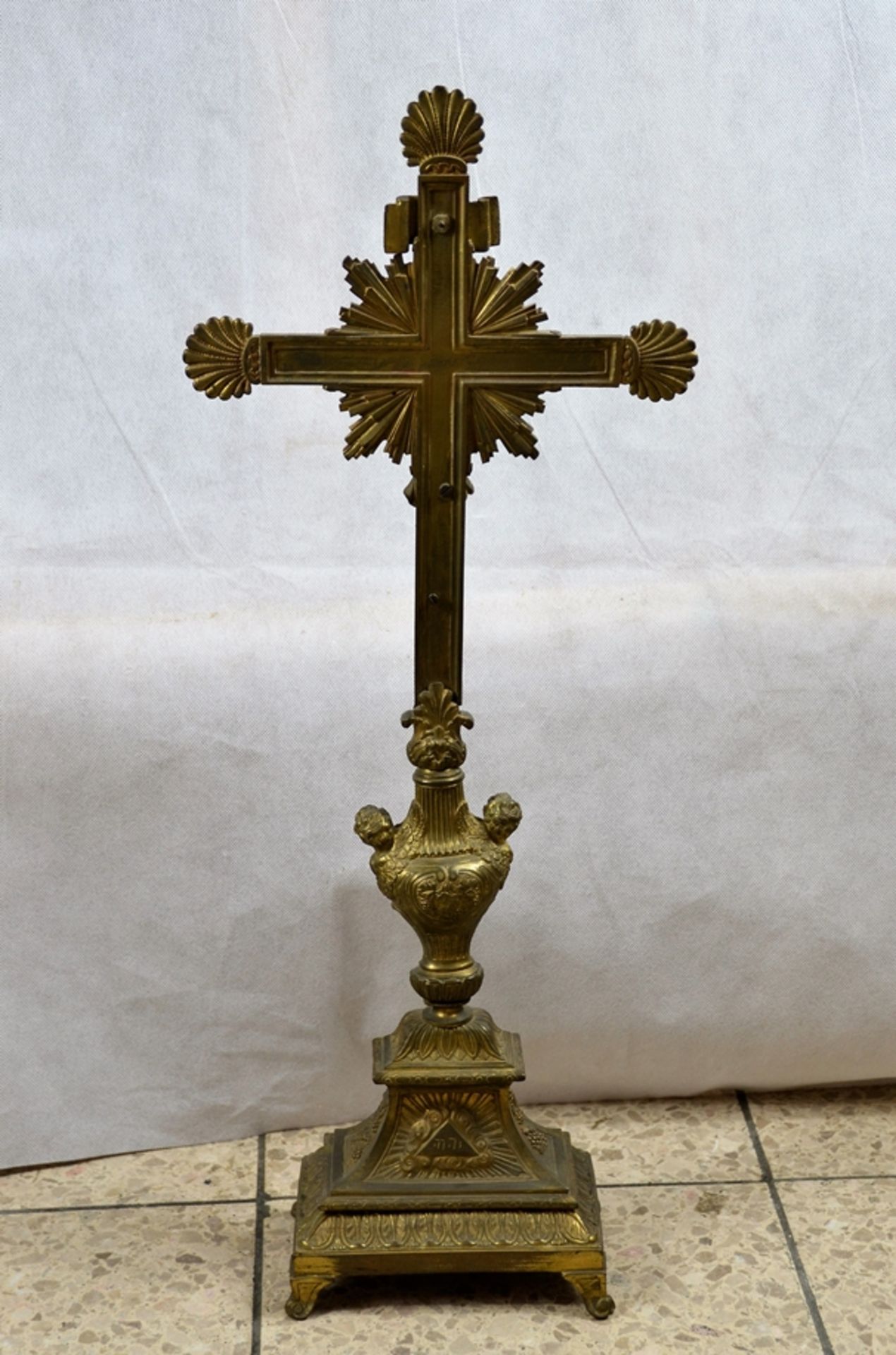 Standkreuz Messing Frankreich 19 Jhdt. ca. 64 cm - Bild 4 aus 4