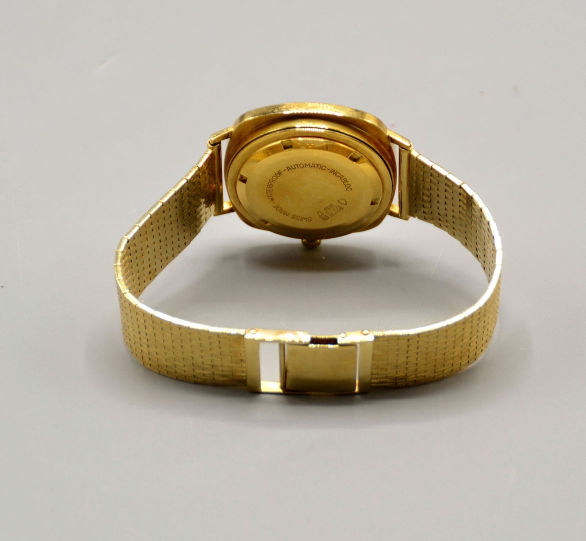 Sabina Automatic Herrenuhr Incabloc 25 Gold 750, das Uhrengehäuse besteht aus 750 Gold, das Armband - Bild 4 aus 6