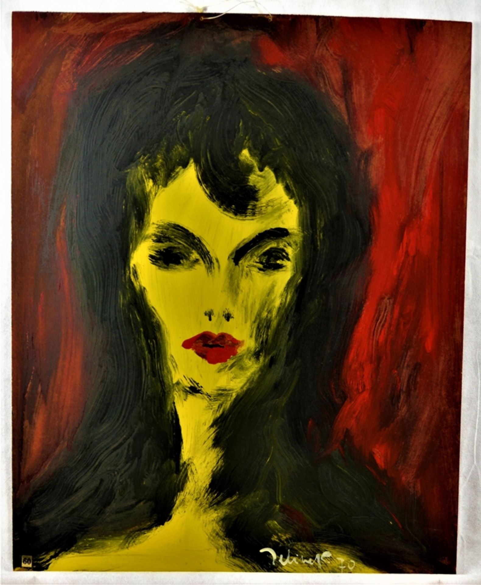 Jelinek Harry ( 1905 Tschechien - 1986 Guarene / Italien ), Gemälde ,, DAMENPORTRÄT ", Mixtur auf H