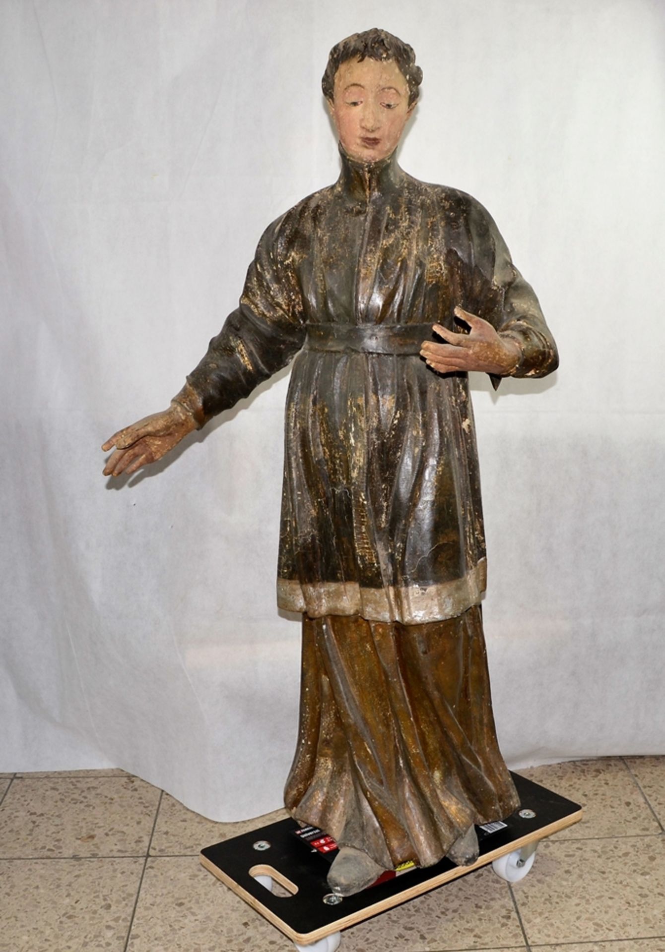 Hl. Aloisius Schnitzfigur Kirchenfigur um 1780 ca. 120 cm