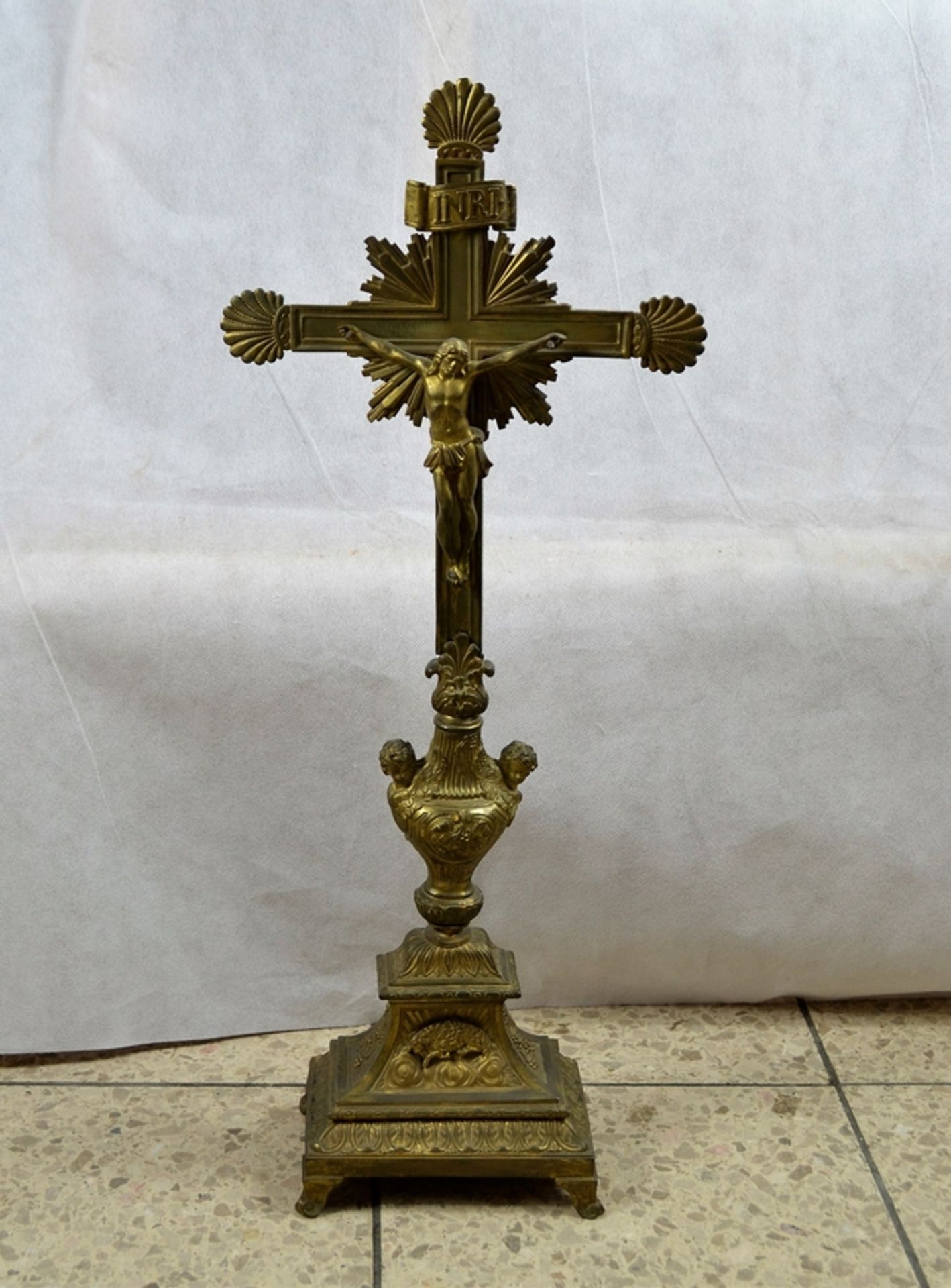 Standkreuz Messing Frankreich 19 Jhdt. ca. 64 cm