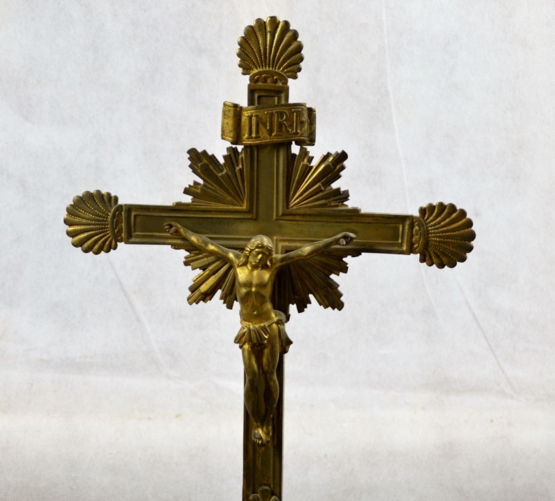 Standkreuz Messing Frankreich 19 Jhdt. ca. 64 cm - Bild 2 aus 4