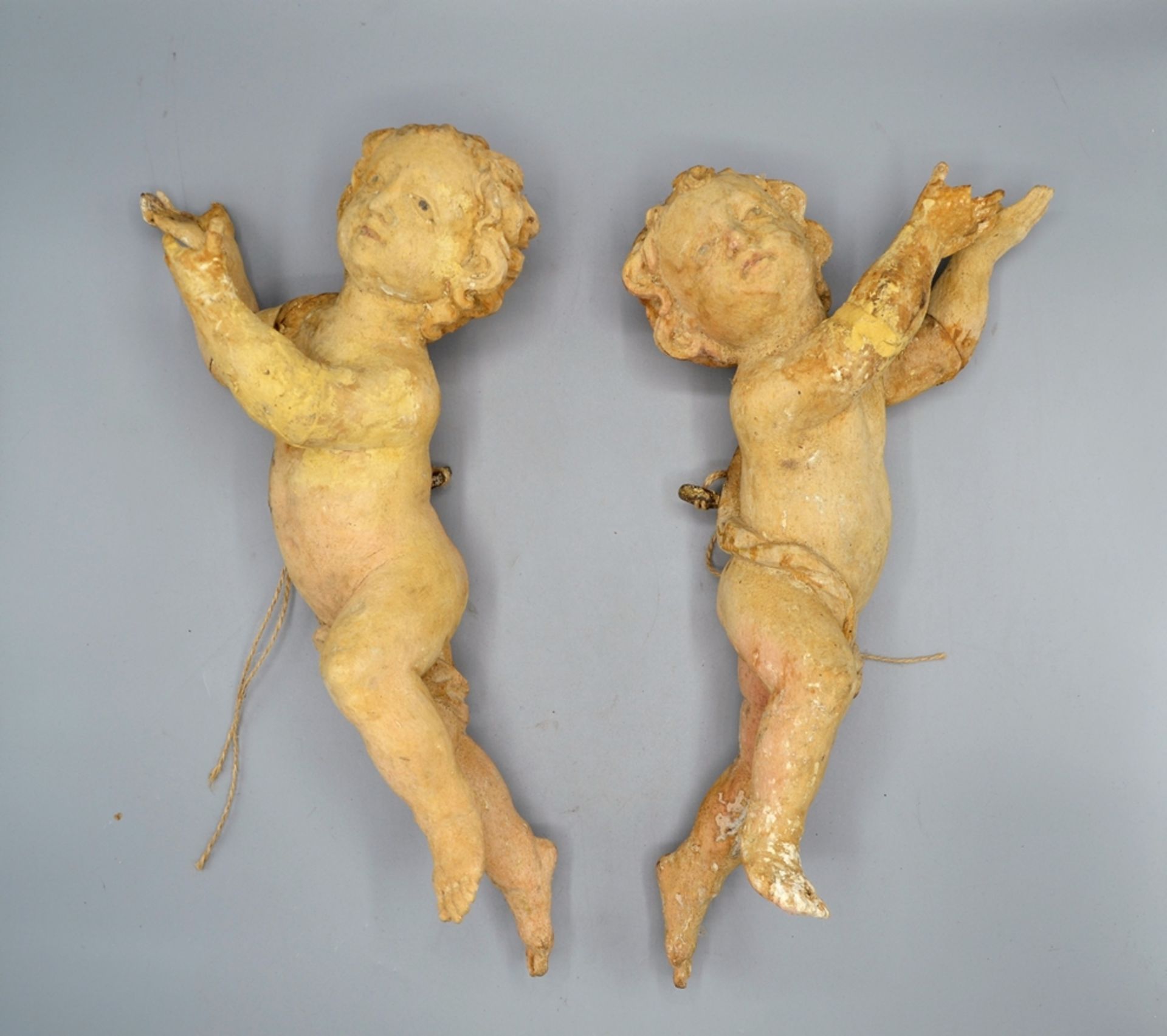 Paar Putto Wandengel Schnitzfiguren Barock 18 Jhdt., ca. 35 cm