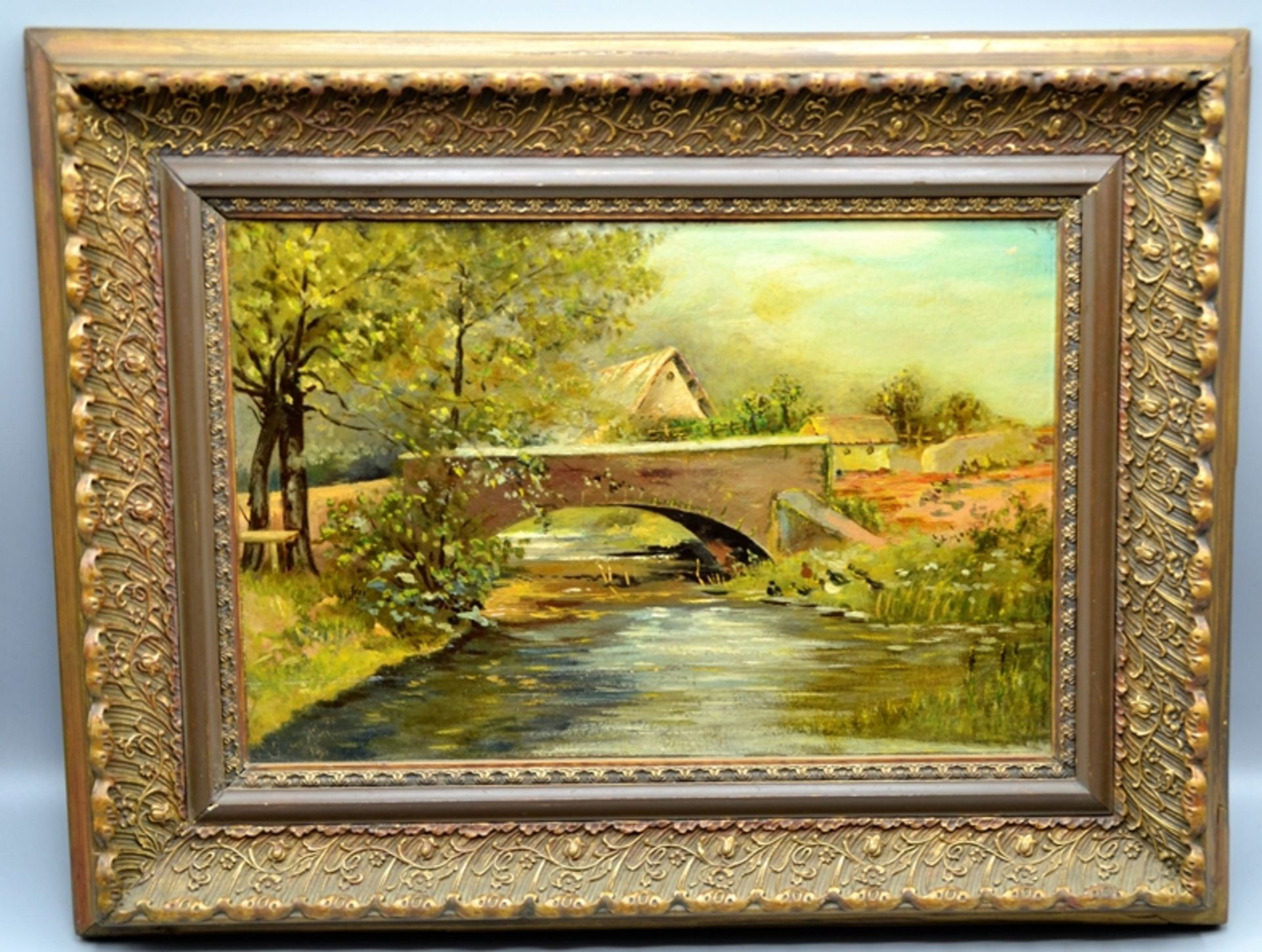 Steinerne Brücke Gemälde ca. 44 x 34 cm (m. Rahmen)