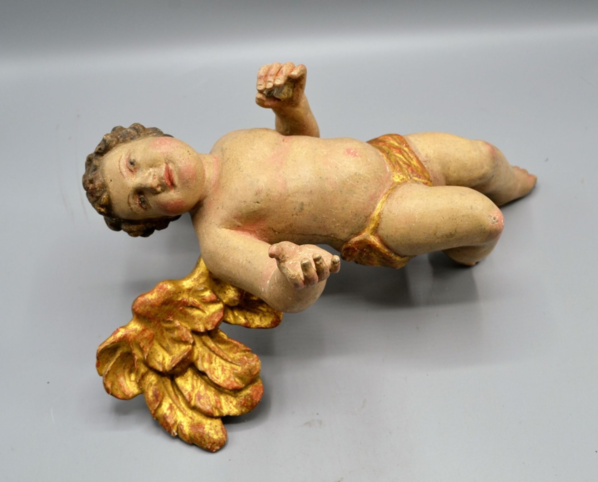 Paar Putto Wandengel Schnitzfiguren Rokoko um 1800 ca. 29 cm - Bild 2 aus 9