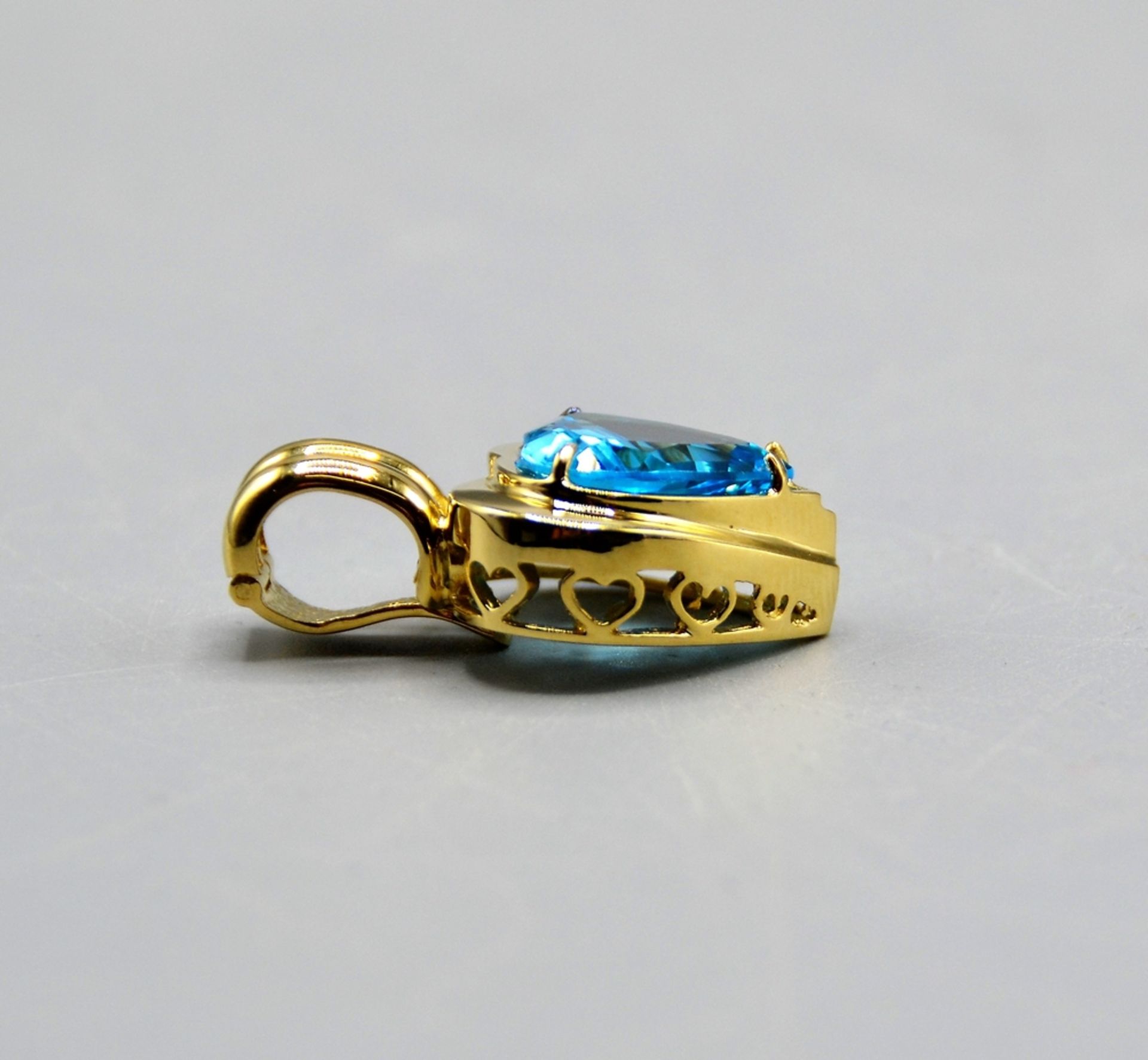 Herz Anhänger blauer Topas 585 Gold, ca. 3,3 x 2,1 cm, Öse mit Clipverschluss, blaues Topas Herz fa - Image 2 of 4