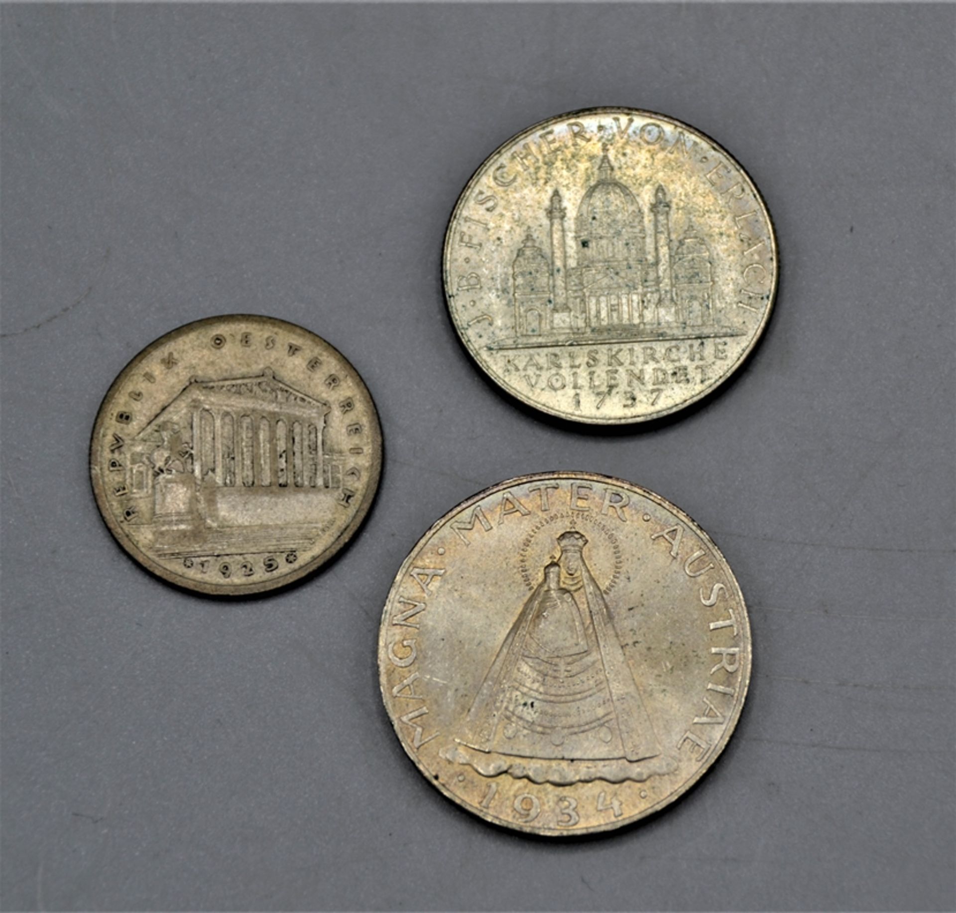 5 Schilling 1934 2 Schilling 1937 1 Schilling 1925 Silbermünzen