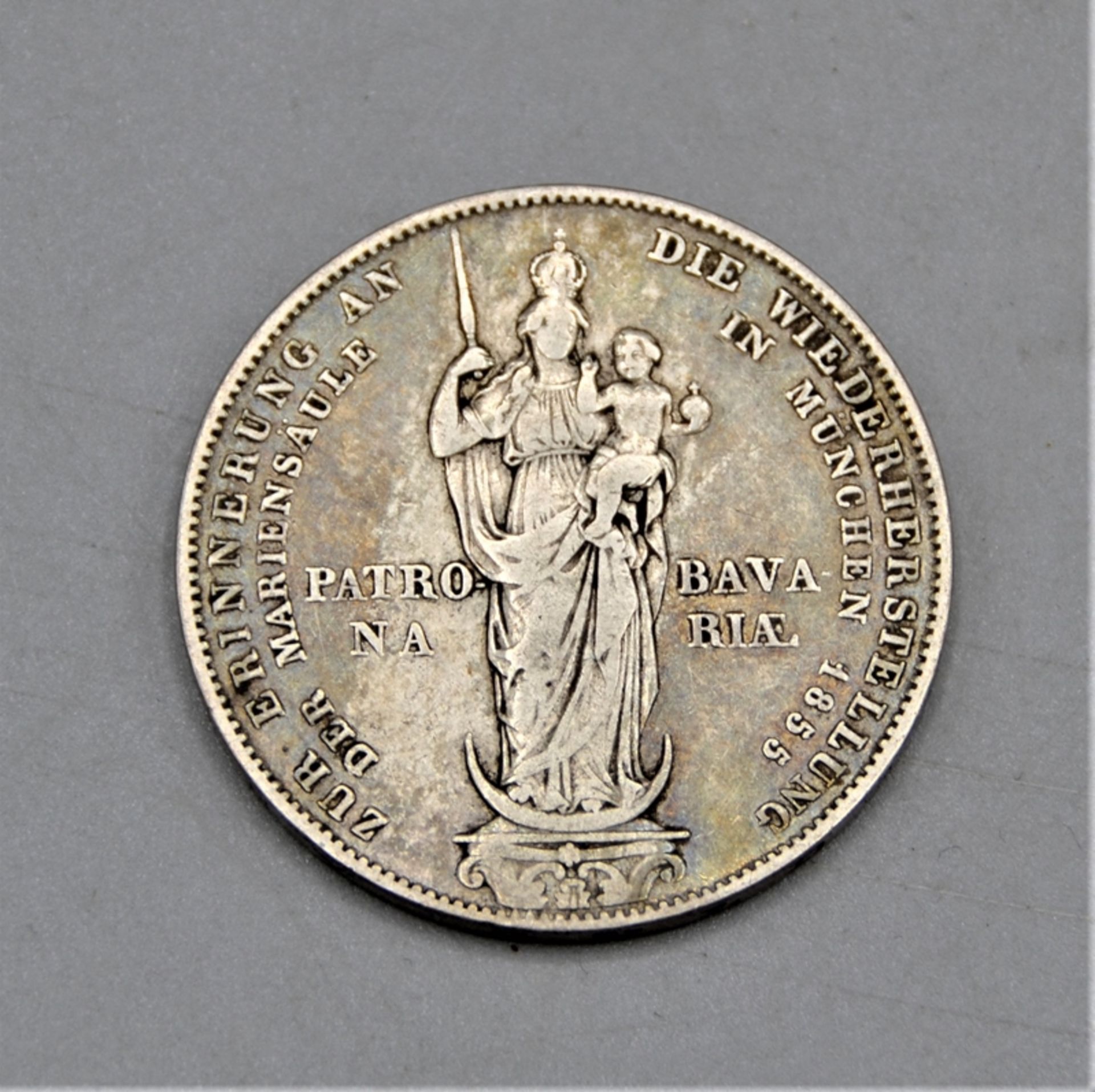 2 Gulden 1855 Maximilian II Bayern Mariensäule - Image 2 of 2