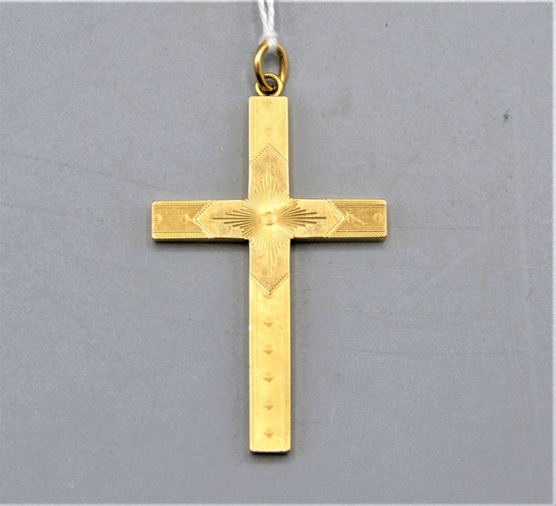 Gold 585 Kreuz Anhänger ziseliert ca. 5 cm, 3,6 g