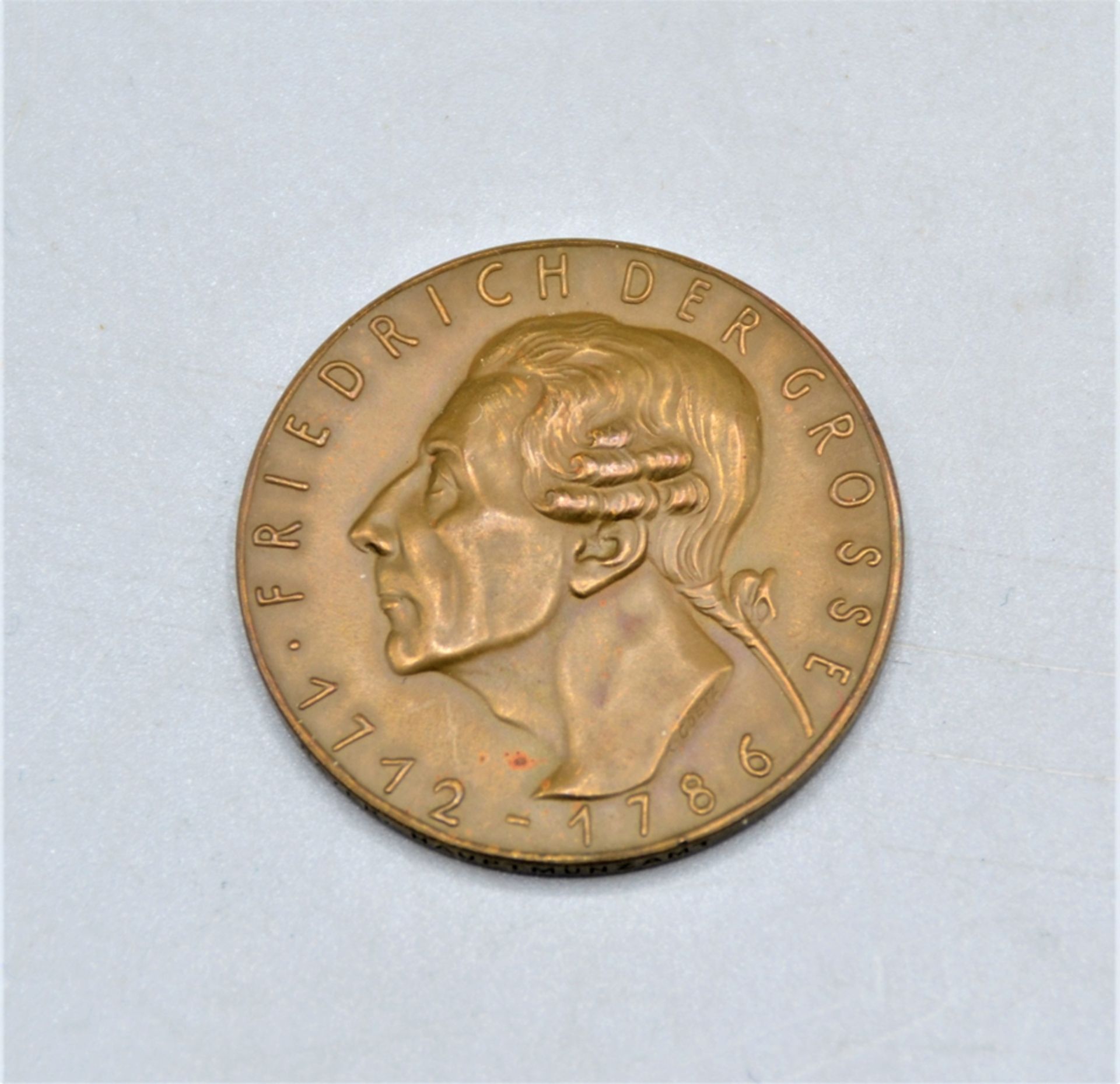 Karl Götz Bronze Medaille 1936 150. Todestag Friedrich der Große, Randinschrift Bayer. Hauptmünzamt