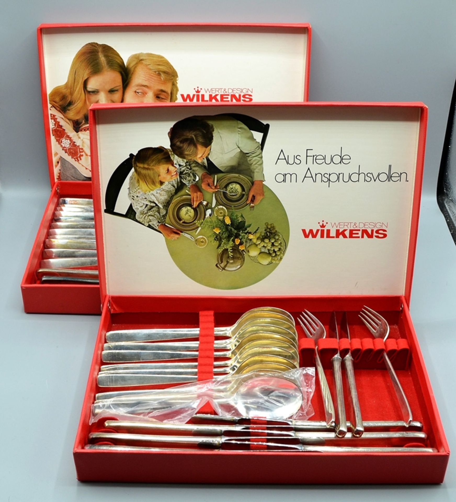 Wilkens Classic 800 Silberbesteck, Löffel Gabeln zus. 1328 g, Messer 942 g , 12 große Gabeln, 2 kle