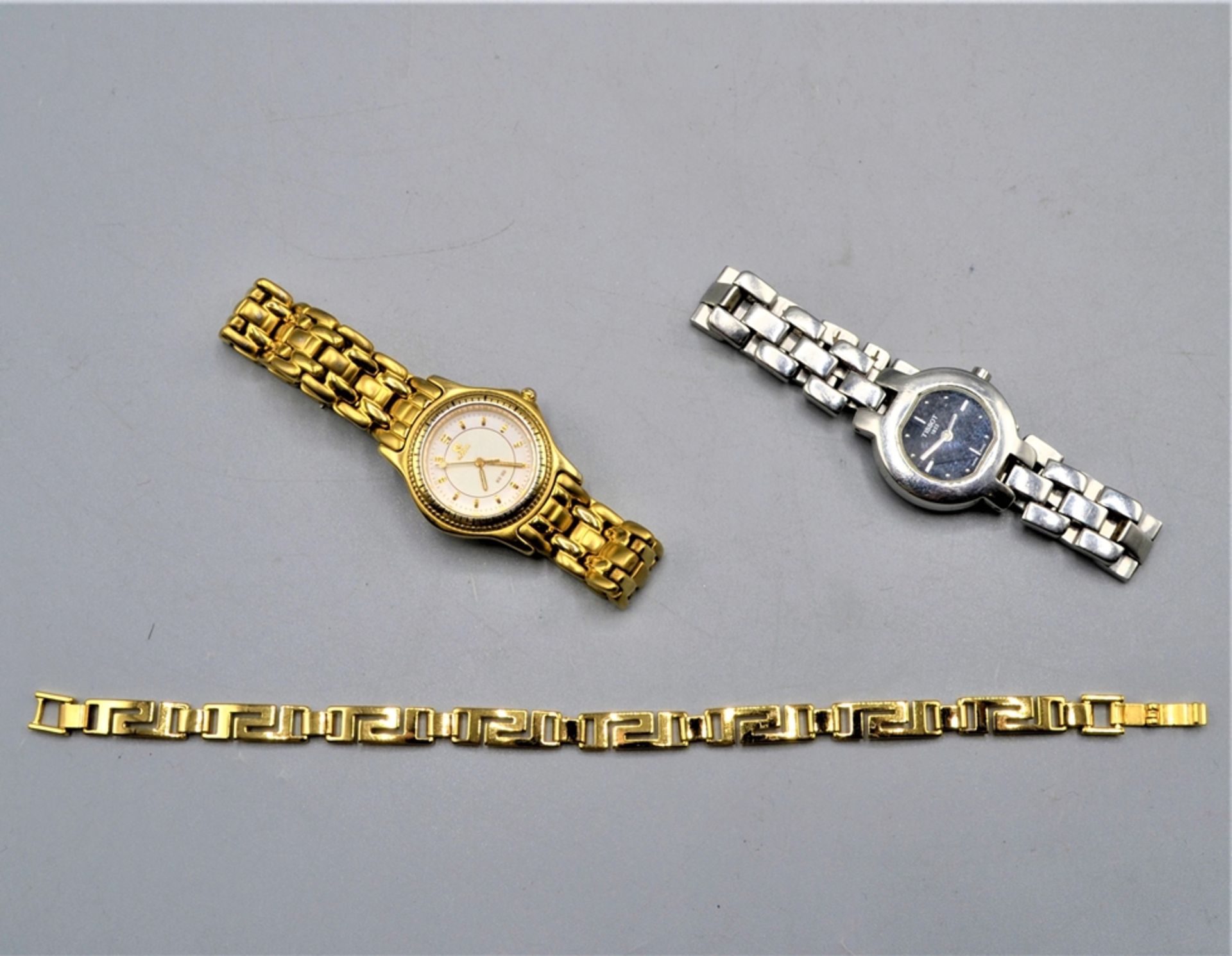 Uhren Schmuck Konvolut 3-teilig, Tissot G330, Noblia WR 100, vergoldetes Armband, alle Uhren ungete - Image 2 of 2