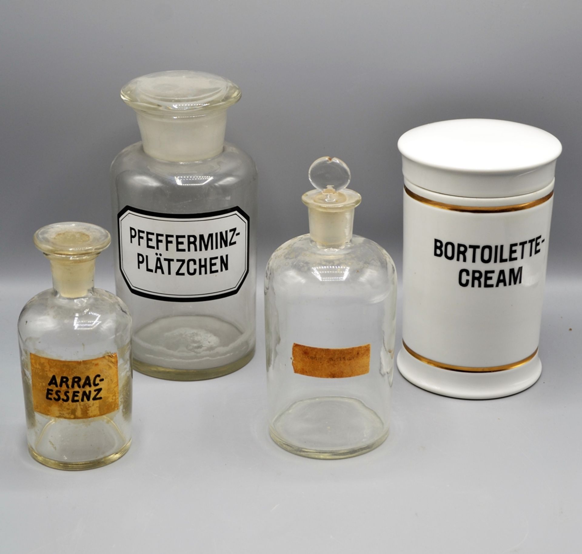 Apothekerflaschen Apothekergefäße etc. alt 4 St.