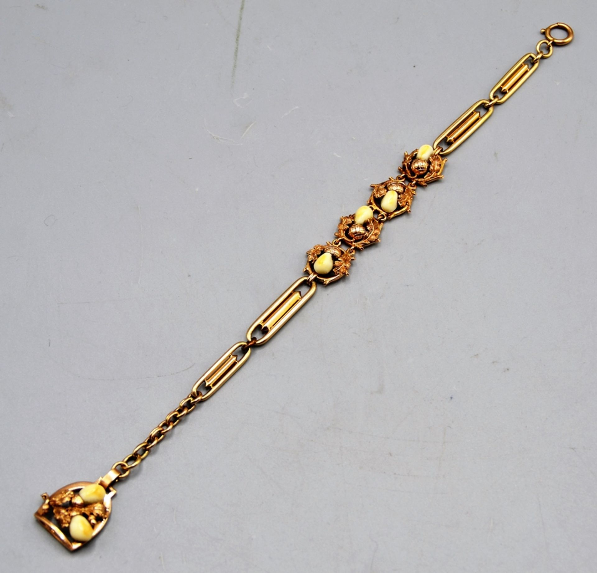 Grandel Chatelaine Uhrenzipfel Gold 585 Jagdschmuck ca. 25 cm, 28,3 g